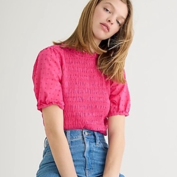 J. Crew Tops - J Crew Puff-sleeve textured voile smocked top